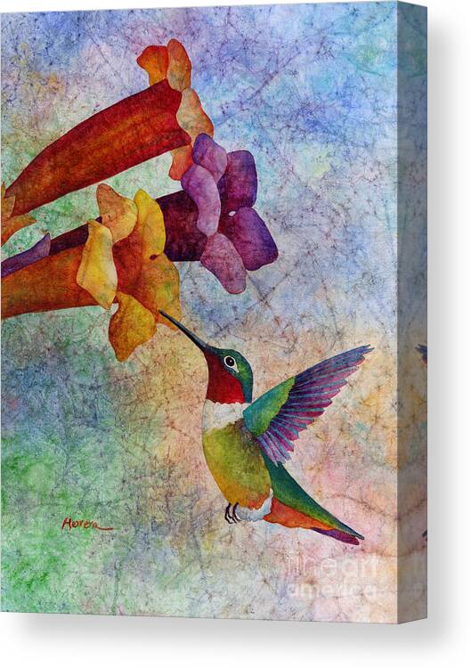 Hummingbird Canvas Print featuring the painting Hummer Time by Hailey E Herrera