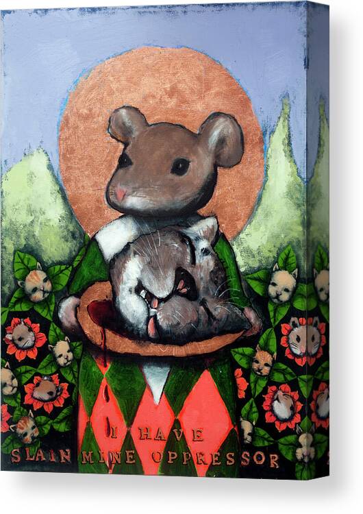 Mouse Canvas Print featuring the painting I Have Slain Mine Oppressor by Pauline Lim