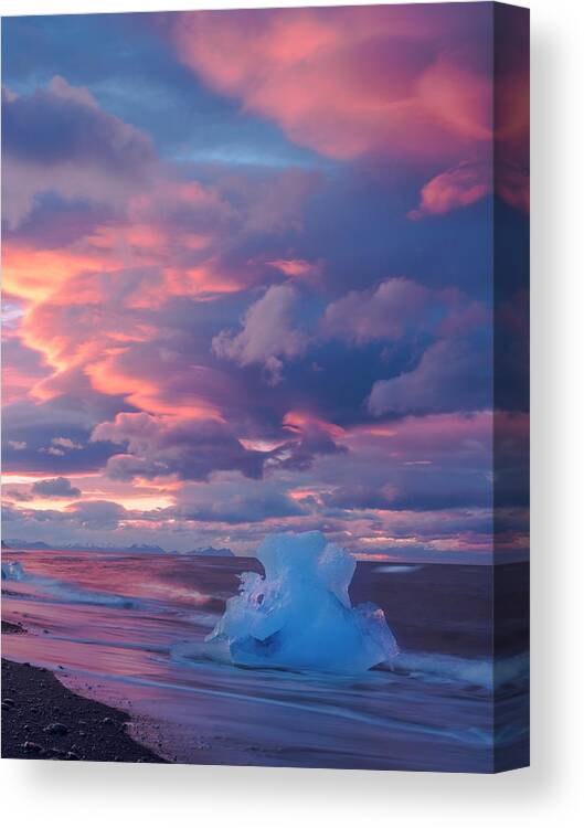 Iceland Canvas Print featuring the photograph Ice Ignites by Emily Dickey