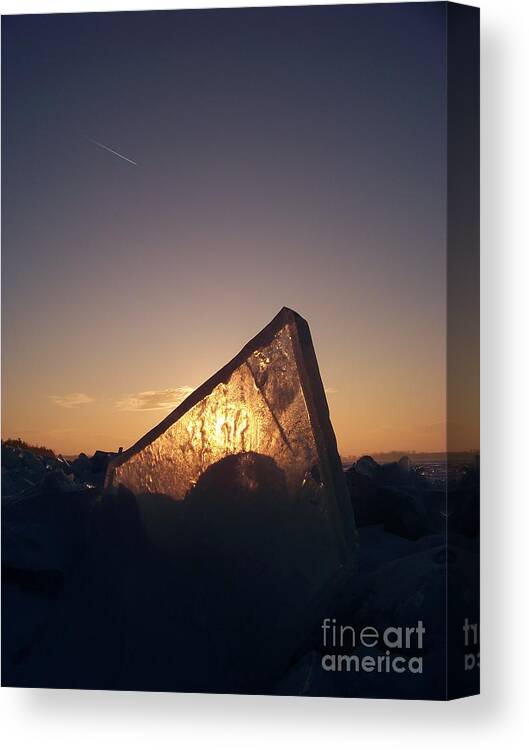 Photography Canvas Print featuring the photograph Ice Sunset by Deb Stroh-Larson