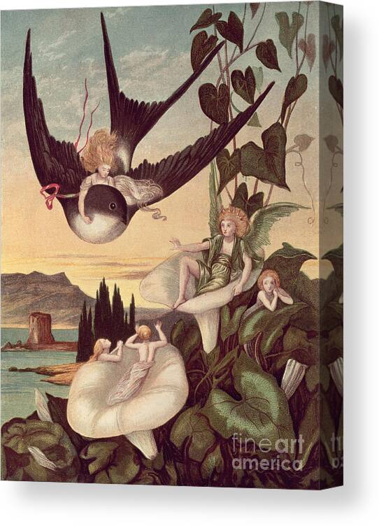 Thumbelina Canvas Print featuring the painting Illustration to Thumbkinetta by Eleanor Vere Boyle and Hans Christian Andersen