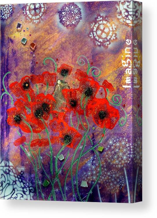 Floral Abstract Art Painting Canvas Print featuring the painting Imagine by MiMi Stirn by MiMi Stirn