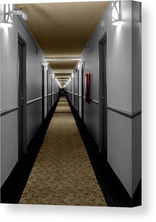 Hotel Canvas Print featuring the photograph Long Hall of Life by Leon deVose