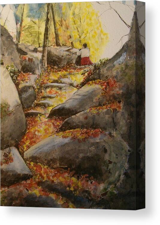 Purgatory Chasm Canvas Print featuring the painting Indian Summer Columbus Day by Lynn Babineau