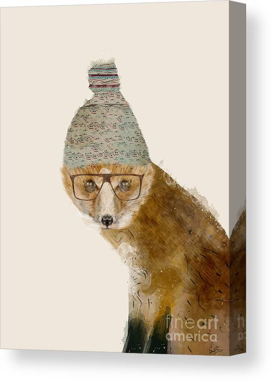 Fox Canvas Print featuring the painting Indy Fox by Bri Buckley