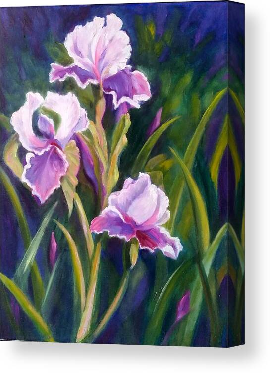 Floral Canvas Print featuring the painting Iris Gardens by Rosie Sherman