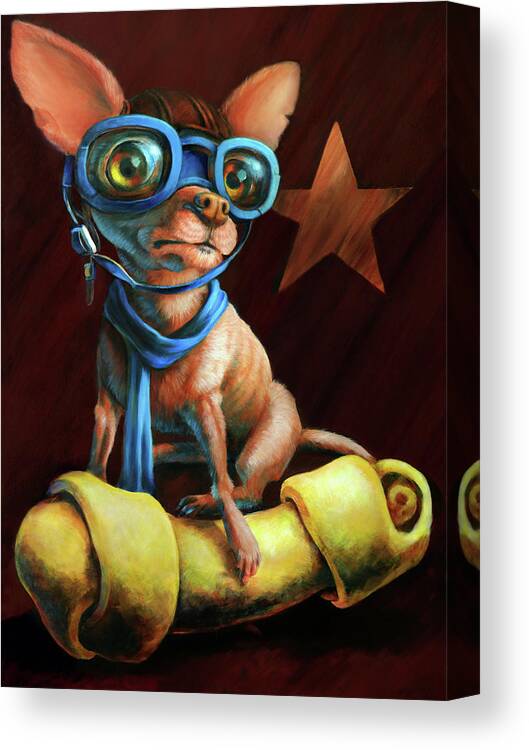 Chihuahua Canvas Print featuring the painting I've Got Mine by Vanessa Bates