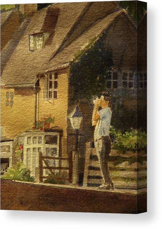 Walt Maes Canvas Print featuring the painting Japanese Tourist in England by Walt Maes
