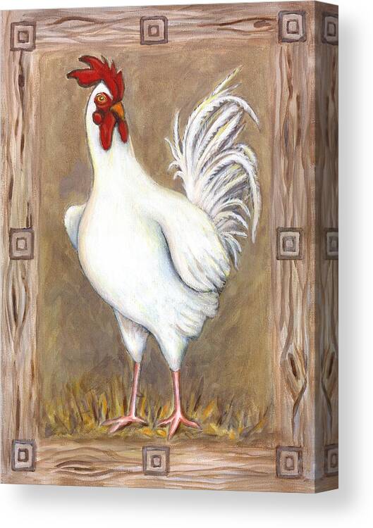 Rooster Canvas Print featuring the painting Jed the Rooster by Linda Mears