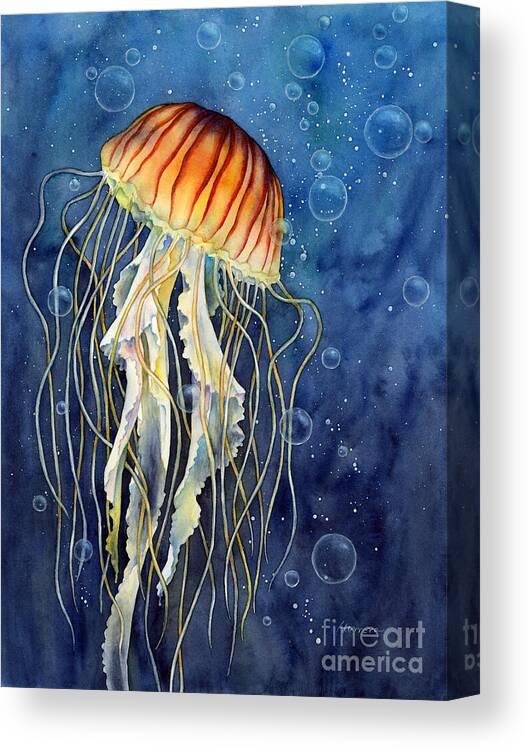 Jellyfish Canvas Print featuring the painting Jellyfish by Hailey E Herrera