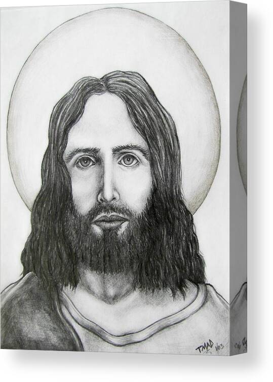Michael Canvas Print featuring the drawing Jesus Christ by Michael TMAD Finney