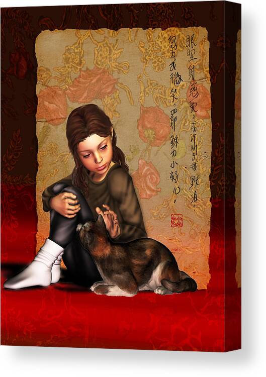 Child Canvas Print featuring the digital art Jesus To A Child I by Nik Helbig