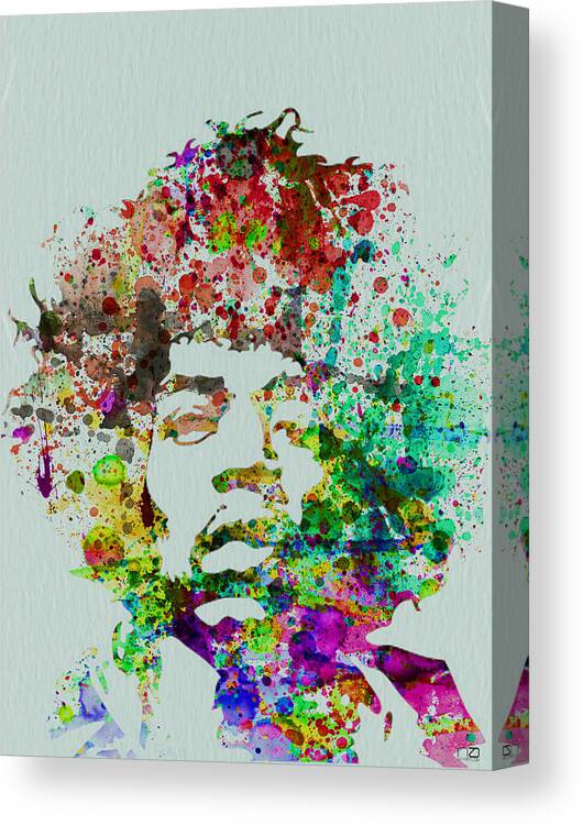 Jimmy Hendrix Canvas Print featuring the painting Jimmy Hendrix watercolor by Naxart Studio