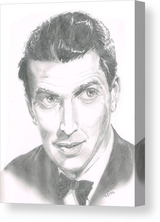 Jimmy Stewart Canvas Print featuring the drawing Jimmy Stewart by Andrew Gillette