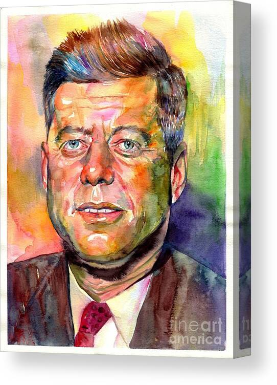 John Canvas Print featuring the painting John F. Kennedy watercolor by Suzann Sines