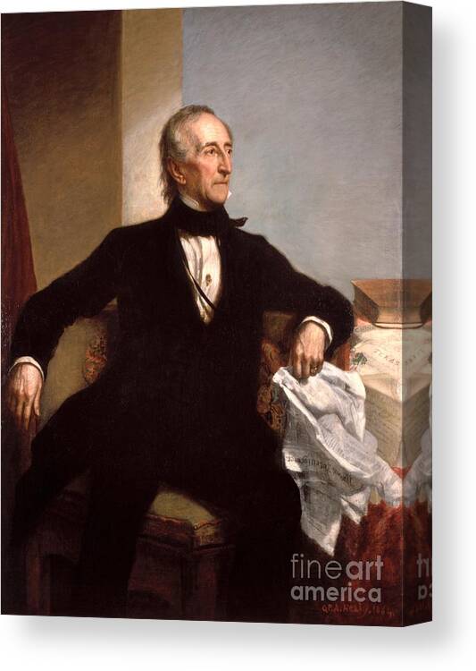 John Tyler Presidential-portrait Canvas Print featuring the painting John Tyler presidential portrait by Celestial Images