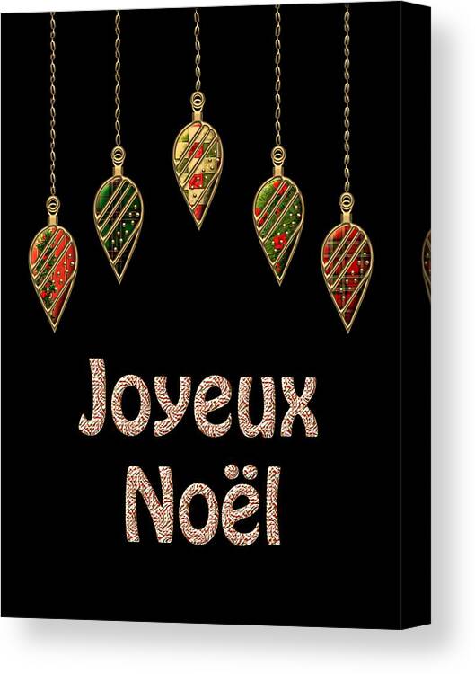 Red Canvas Print featuring the digital art Joyeux Noel French Merry Christmas by Movie Poster Prints