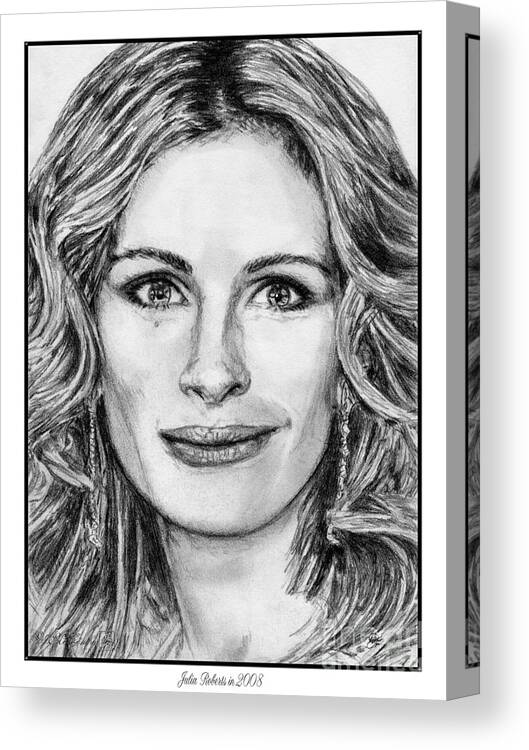 Julia Roberts Canvas Print featuring the drawing Julia Roberts in 2008 by J McCombie