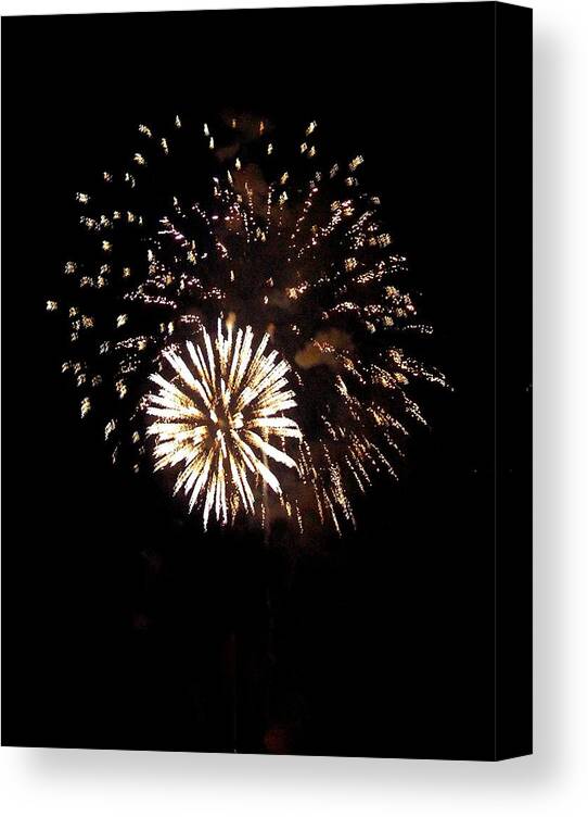 Fireworks Canvas Print featuring the photograph July 4th Fireworks by Jeanette Oberholtzer