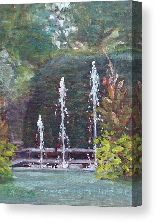 Fountain Canvas Print featuring the painting Kingwood Sparkles by Judy Fischer Walton