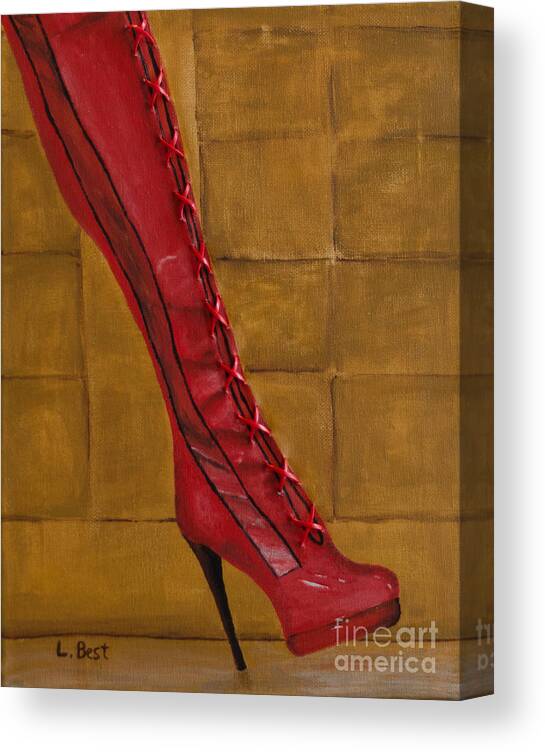 Mixed Media Canvas Print featuring the painting Kinky Boot by Laurel Best