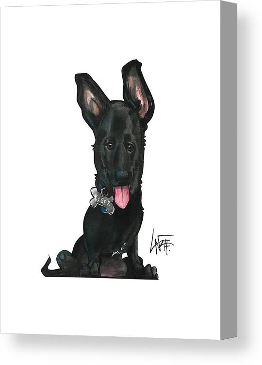 Dog Portrait Canvas Print featuring the drawing Kitlak 3541 by John LaFree