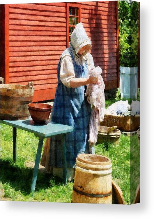 Clean Canvas Print featuring the photograph Lady Doing Laundry by Susan Savad