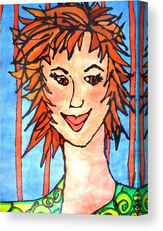 Portrait Canvas Print featuring the painting Lady in Green by Laura Grisham