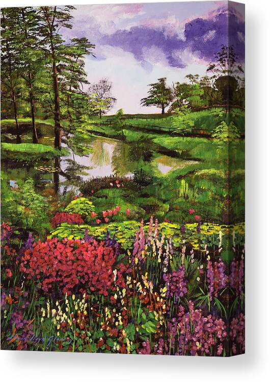 Lakes Canvas Print featuring the painting Lakeside Garden by David Lloyd Glover