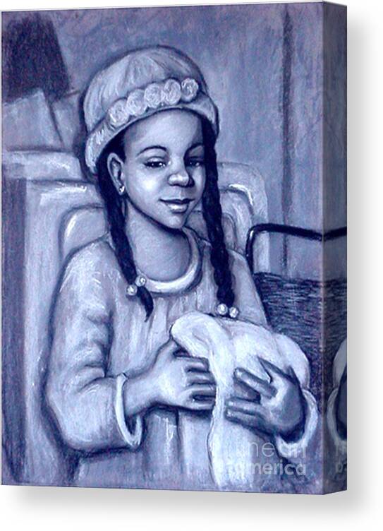 Black And White Canvas Print featuring the pastel Laundry Day by Beverly Boulet