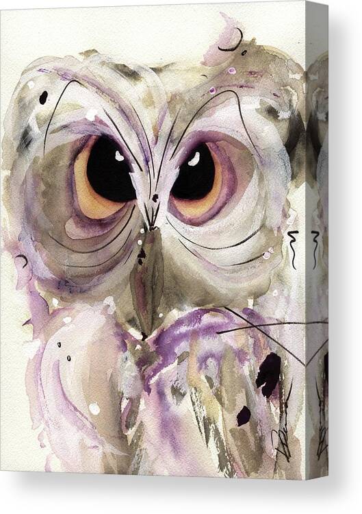 Owl Canvas Print featuring the painting Lavender Owl by Dawn Derman