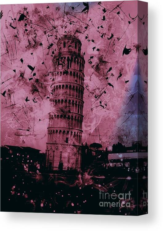 Leaning Tower Of Pisa Canvas Print featuring the digital art Leaning Tower of Pisa 16 by Marina McLain