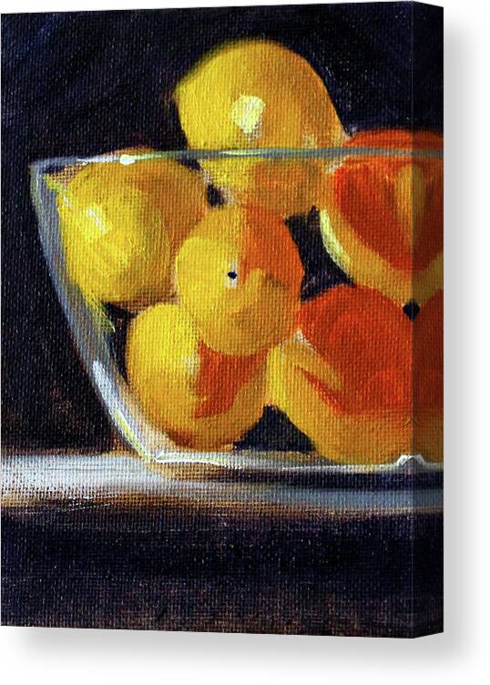 Citrus Fruit Painting Canvas Print featuring the painting Lemon Bowl by Nancy Merkle