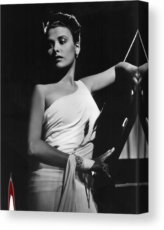 Lena Horne Mgm Portrait Edward Cronenweth 1943 Canvas Print featuring the photograph Lena Horne Edward Cronenweth photo Swing Fever MGM 1943 cropped and color added 2013 by David Lee Guss