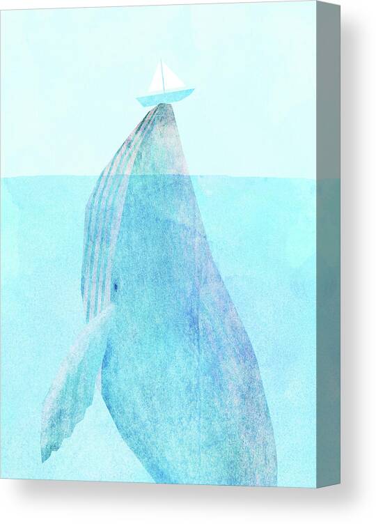 Whale Canvas Print featuring the drawing Lift option by Eric Fan