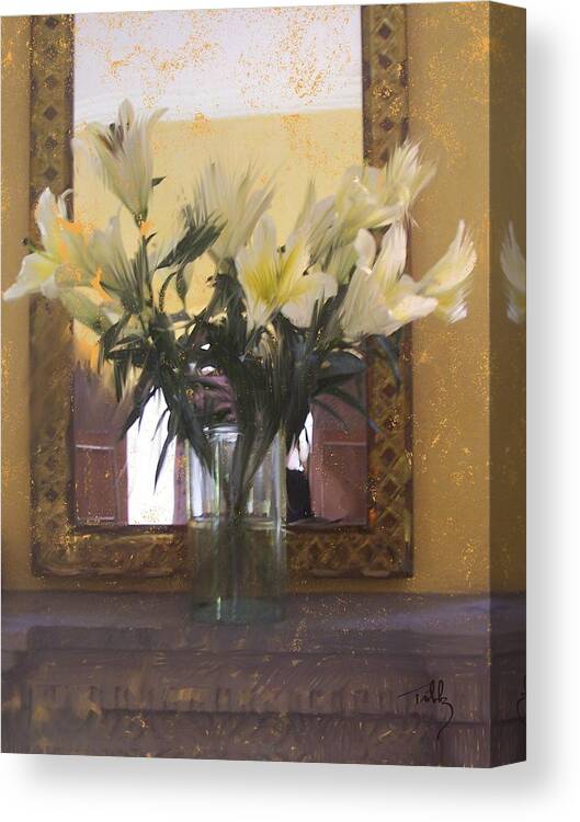 Floral Canvas Print featuring the painting Lilies by Thomas Tribby