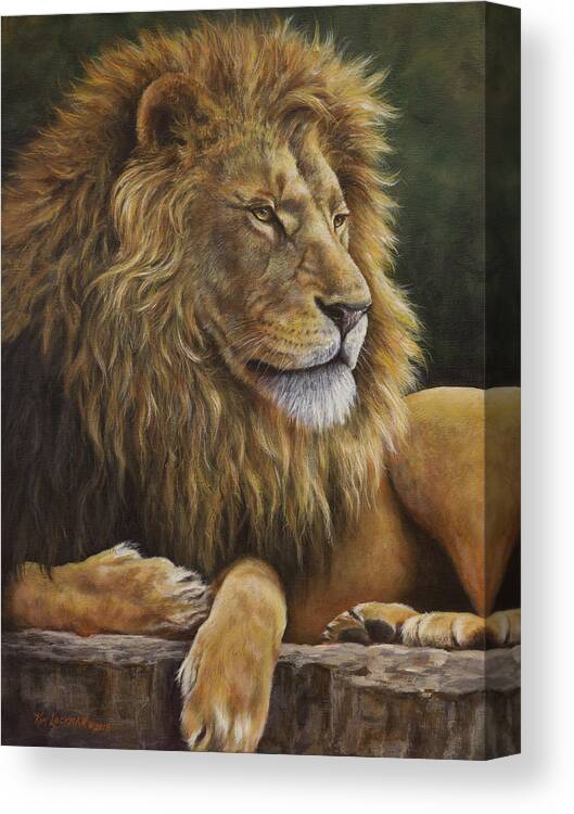 Lion Canvas Print featuring the painting Lion Around by Kim Lockman