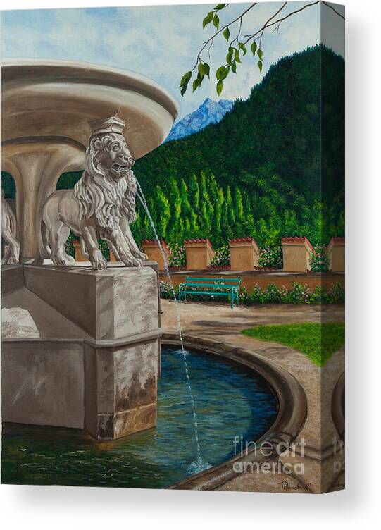 Germany Art Canvas Print featuring the painting Lions of Bavaria by Charlotte Blanchard