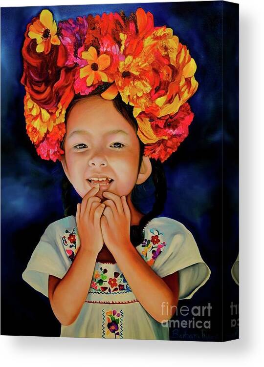 Folkloric Canvas Print featuring the painting Little Ms Vela by Barbara Rivera