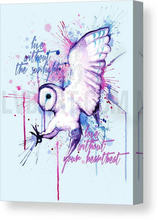 Owl Canvas Print featuring the drawing Live Without The Sunlight Owl by Ludwig Van Bacon