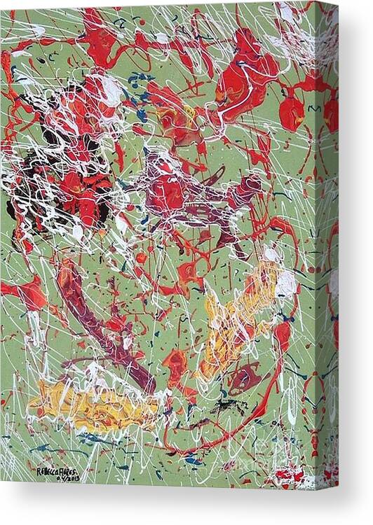 Abstract Media Canvas Print featuring the painting Lively Creatures by Rebecca Flores