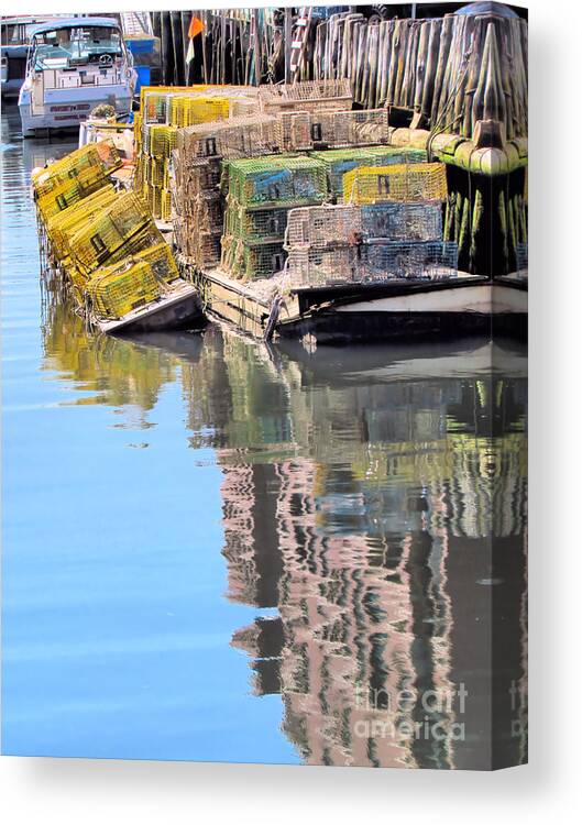 Water Reflection Canvas Print featuring the photograph Lobster Traps by Elizabeth Dow