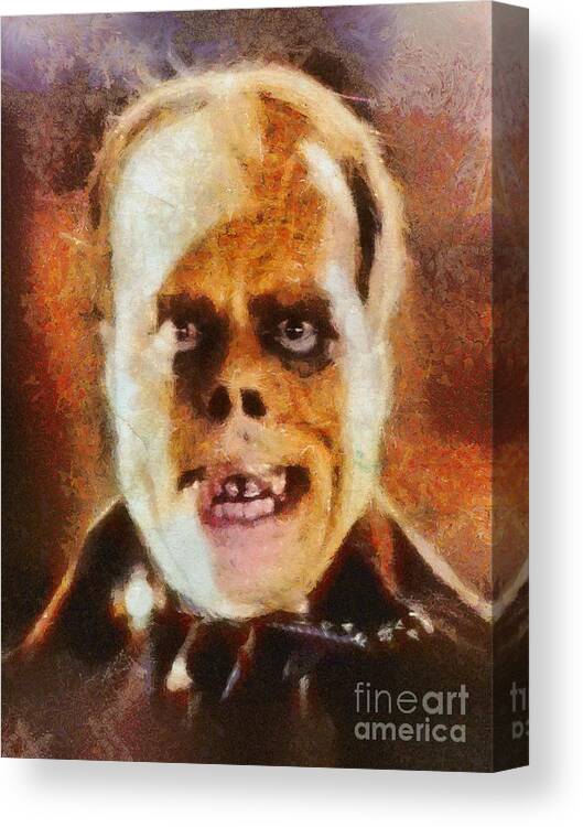 Werewolf Canvas Print featuring the painting Lon Chaney Sr, as The Phantom of the Opera by Esoterica Art Agency