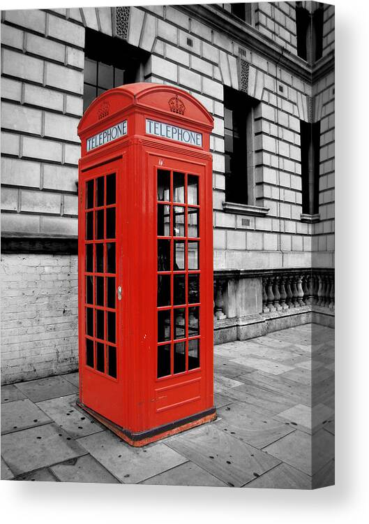 London Canvas Print featuring the photograph London Phone Booth by Rhianna Wurman