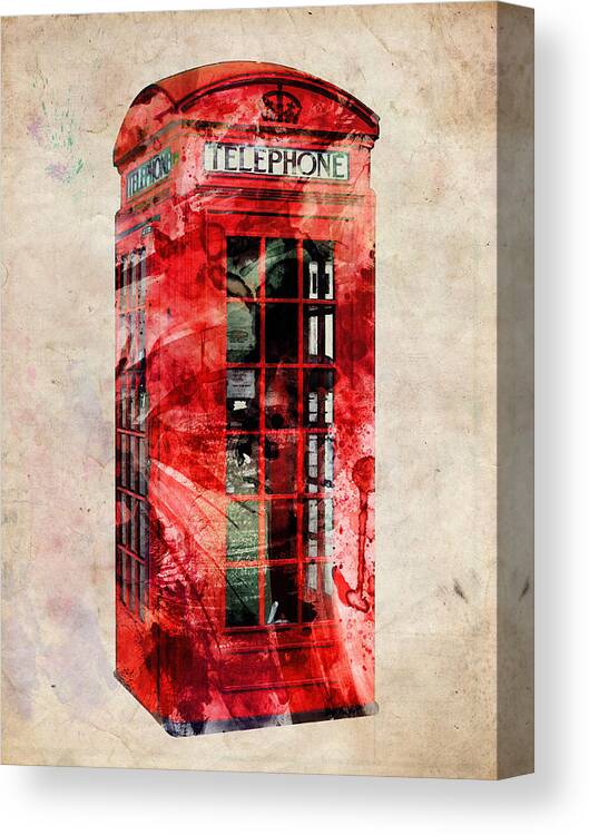 London Canvas Print featuring the digital art London Phone Box Urban Art by Michael Tompsett
