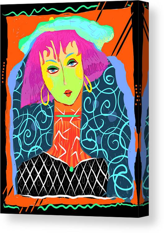 Decorative Pattern Canvas Print featuring the painting Long Neck Girl by Judith Barath