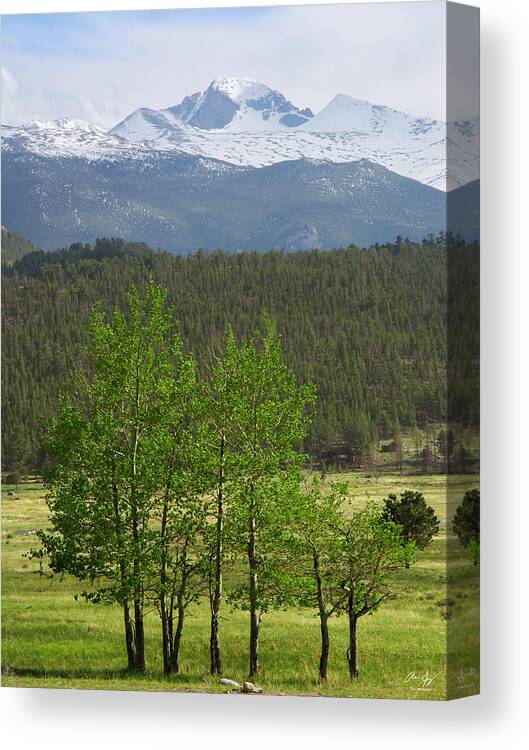 Longs Canvas Print featuring the photograph Longs Peak from Moraine Park - Spring by Aaron Spong