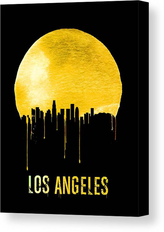 Los Angeles Canvas Print featuring the painting Los Angeles Skyline Yellow by Naxart Studio
