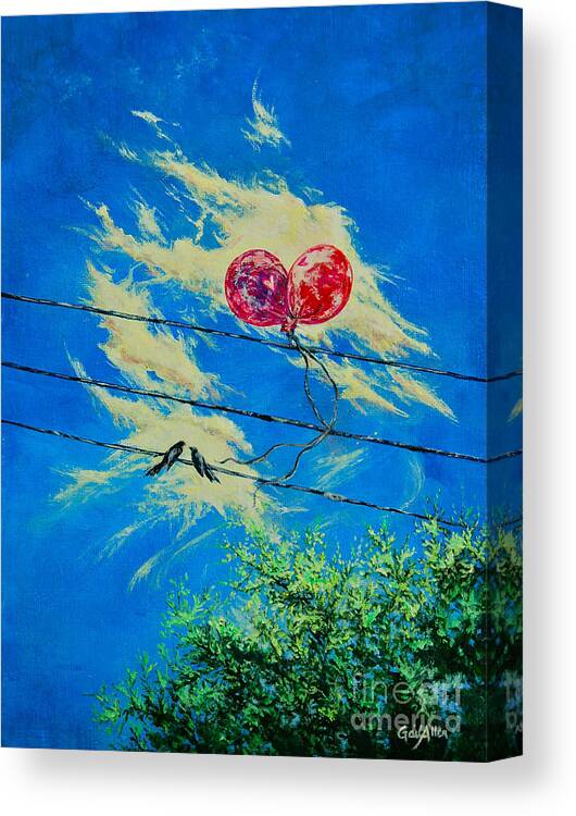 Balloons Canvas Print featuring the painting Love in Flight by Gail Allen