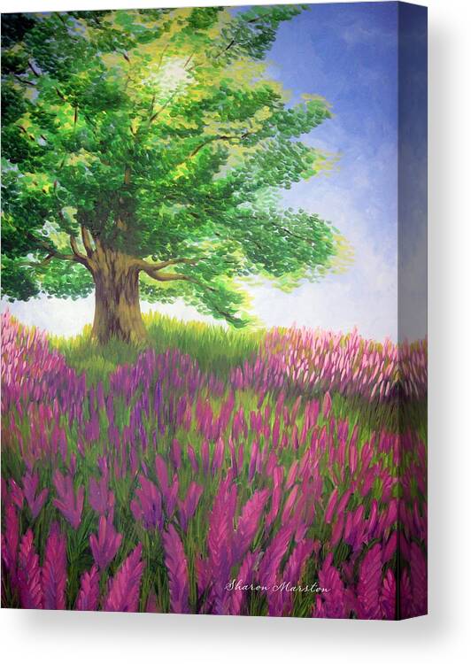 Tree Canvas Print featuring the painting Lupine Afternoon by Sharon Marcella Marston